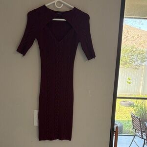 Guess Deep Burgundy Long Sleeve Dress